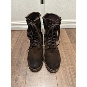 GBX Men's Brown Suede Lace Up Zipper Boots Size 10.5 Style‎ # 576222 9503